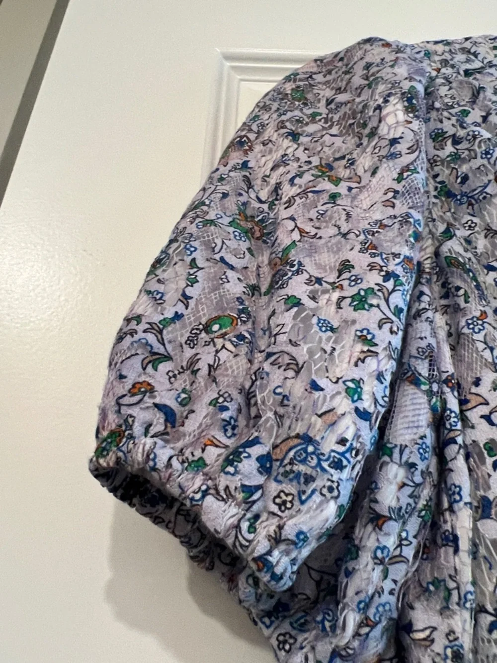 Tory Burch Blue Floral Puff-Sleeve Tunic